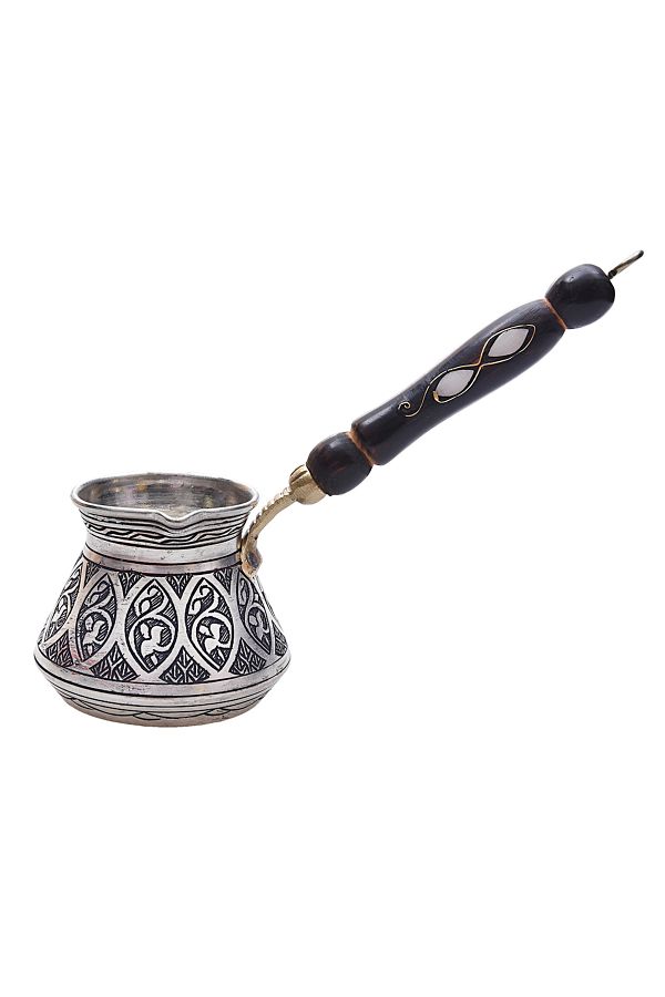 nusnus-Copper Handle Ivy Motif Coffee Pot Silver Medium Size 1