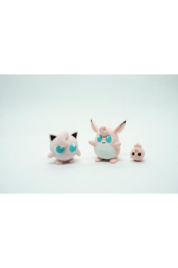 BloomLab-Igglybuff - Jigglypuff - Wigglytuff Pokemon 3D Model Evolution All Set of 3 1