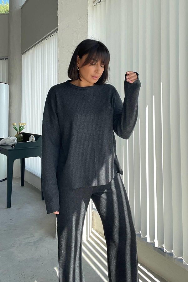 MJAMASS Anthracite Camisole Pajama Set Trendyol