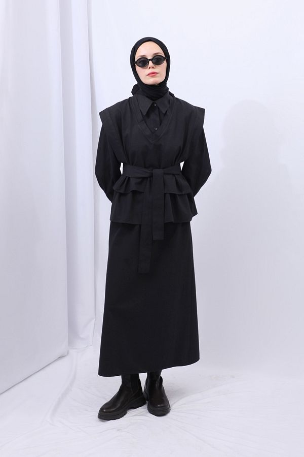 ZULAYS Black Sweater Shirt and Skirt Set Trendyol