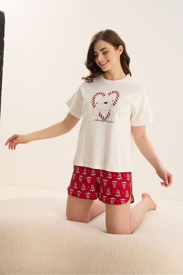 Sevim-15965 Printed Shorts Set 1