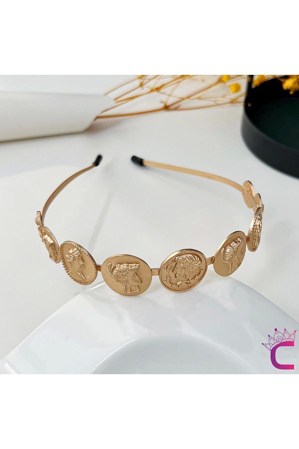 Cinderella-Women's Crown with Relief Icon Figure Gold Color - Elegant Women's Crown Headband 1