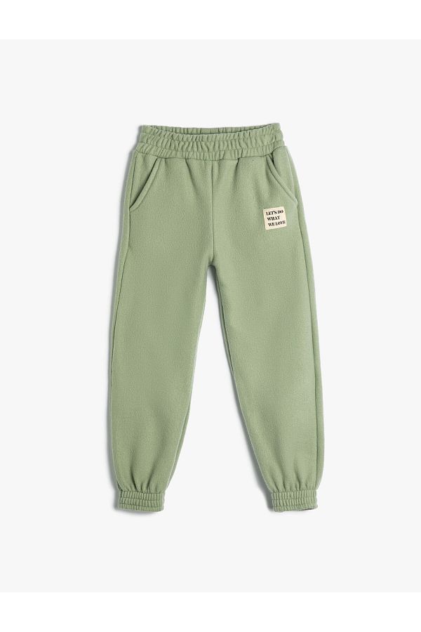 Koton-Polar Jogger Sweatpants with Applique Pockets and Elastic Waist 1