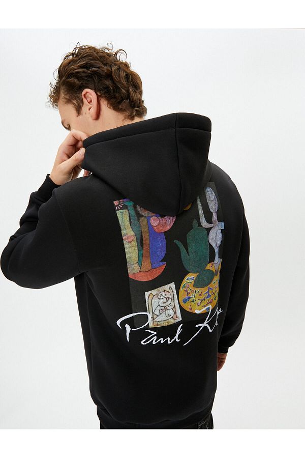 Koton-Paul Klee Licensed Hooded Sweatshirt Kangaroo - Back with Pockets and Print 1