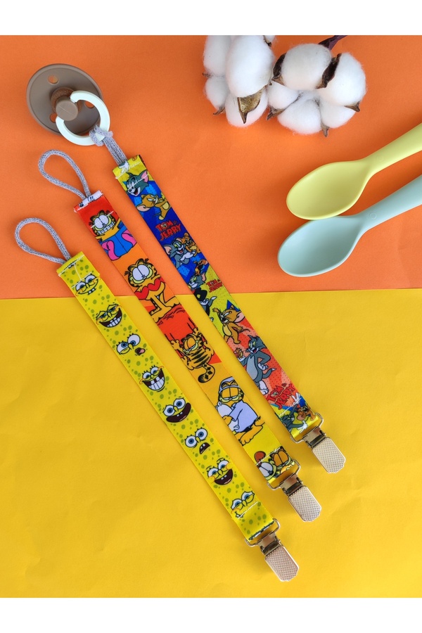 3Baby 3'lü Bebek Emzik Askısı Seti - Emzik Tutucu - Emzik Zinciri