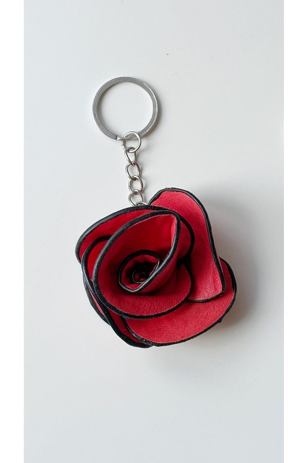 Ala Atelier Red Leather Rose Flower Keychain Bag Trendyol