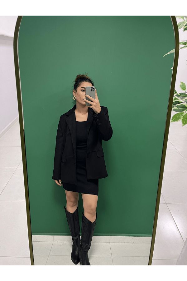 greenrise Suede Blazer Jacket with Pockets Trendyol