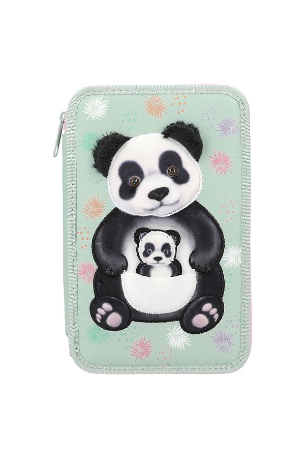 Top Model by Depesche-Panda Patterned Triple Pencil Case - Three Layers Full Inside Wild Application 1