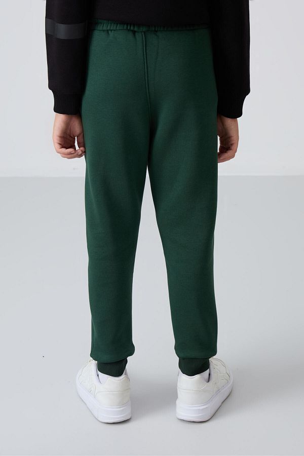Tommy Life Boy s Embroidered Sweatpants Pine Green Cotton Thick Fur Inside Soft Textured Standard Fit 112 Trendyol