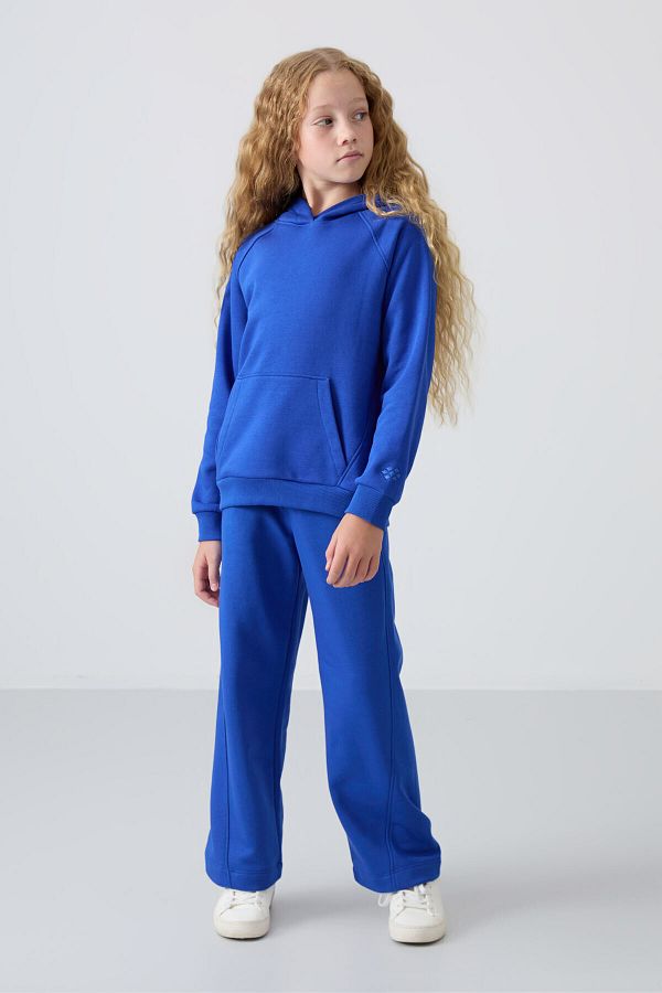Tommy Life Girl s Embroidered Tracksuit Set Night Blue Cotton and Furry Inside 75162 Trendyol