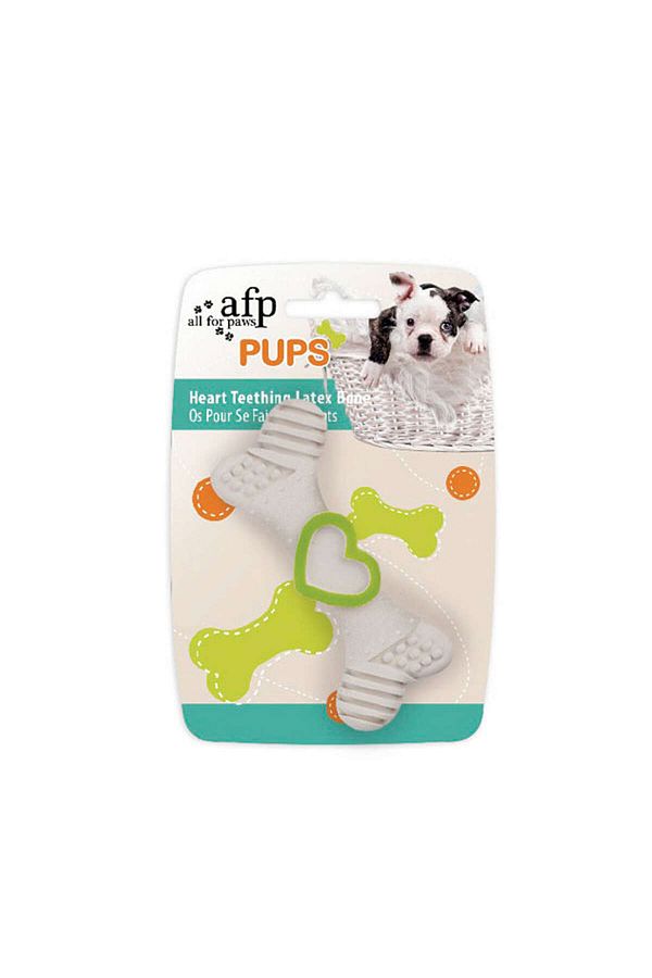 Afp-Pups-Heart Teething Latex Bone Puppy Dark Green Dpmah 1