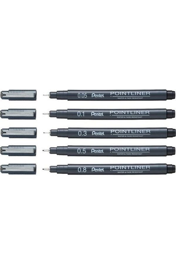 Pentel-Pointliner Set of 5 Technical Drawing Pens (0.05-0.1-0.3-0.5-0.8) 1