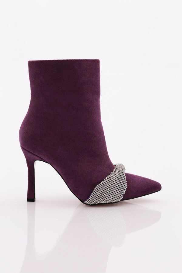 DGN-Purple Suede Women's Heeled Boots - 4869535 1