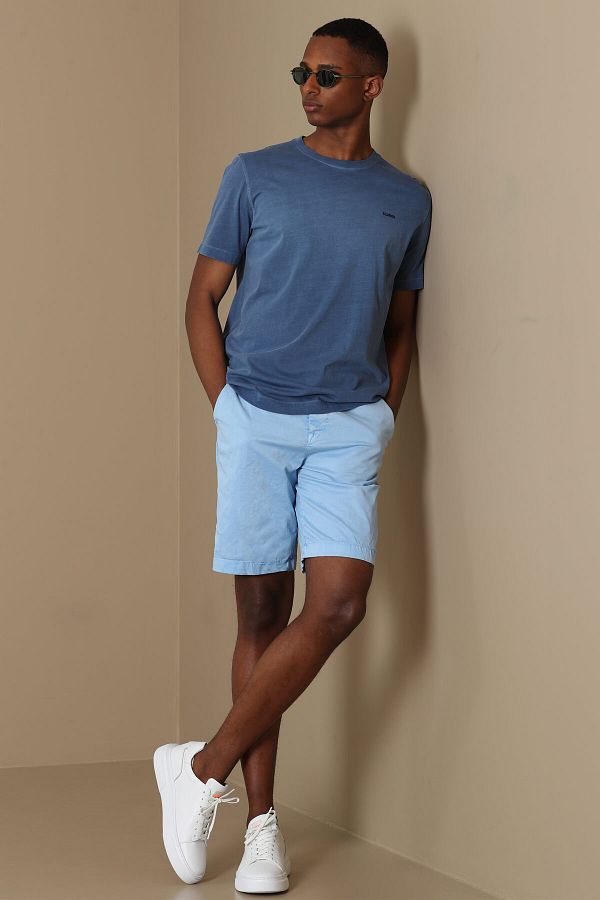 Lufian Zegler Sports Men s Chino Shorts Slim Fit Blue Trendyol