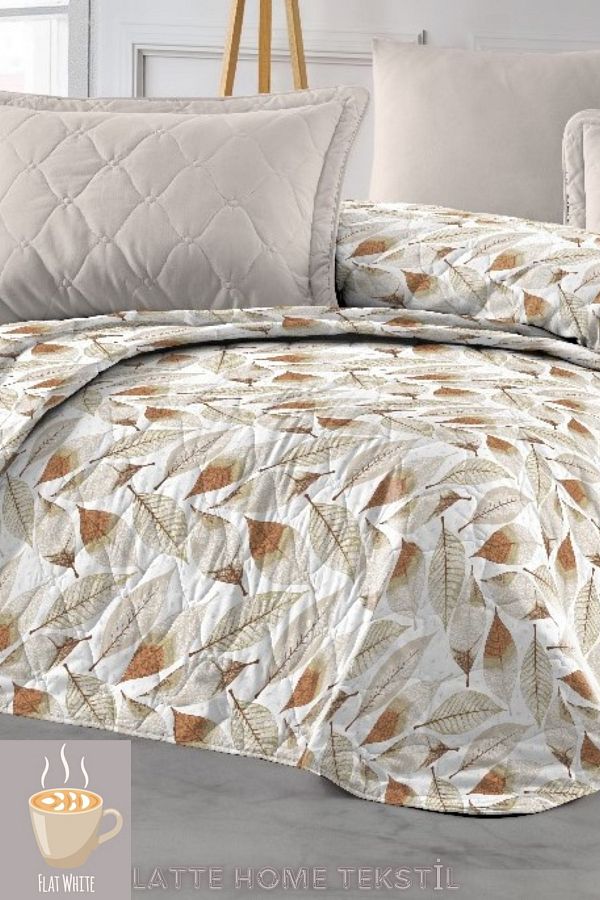 LATTE TEKSTİL-Single Quilted Patterned Bedspread - Multi-Purpose, Flat White, 155X230 cm 1