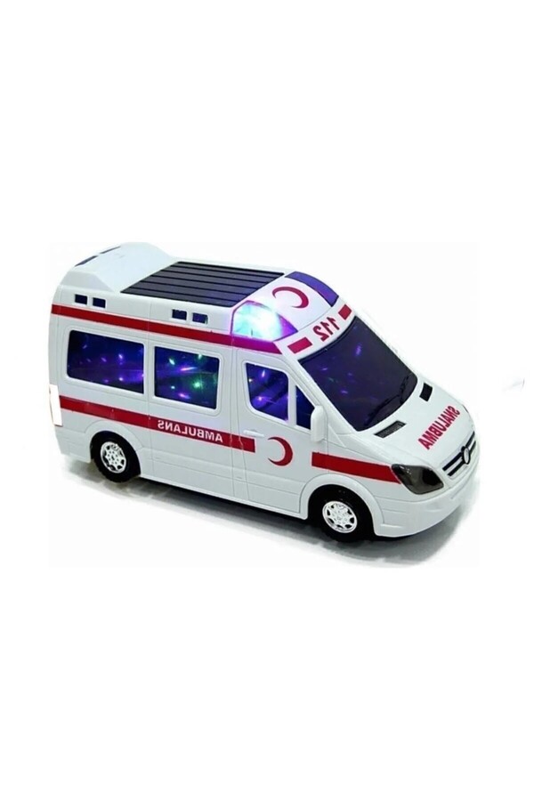 Brother Toys 3d Işıklı Müzikli Kendi Kendine Gezen 112 Yazılı Oyuncak Ambulans 17 Cm.