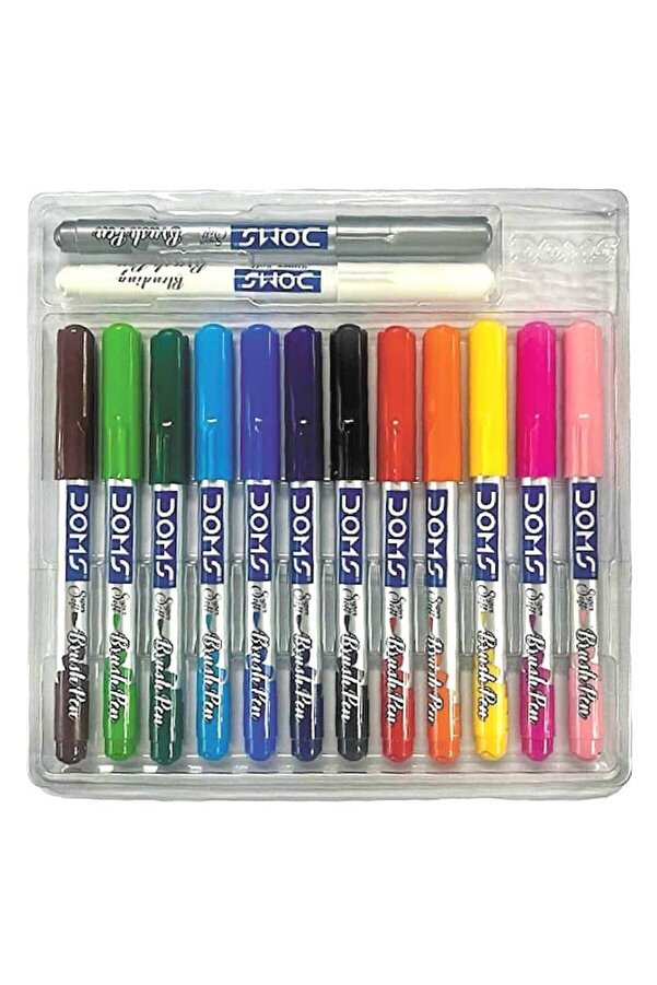 doms Brush Pen Brush Tip Felted Pen 14 Pieces Super Soft Type 8137