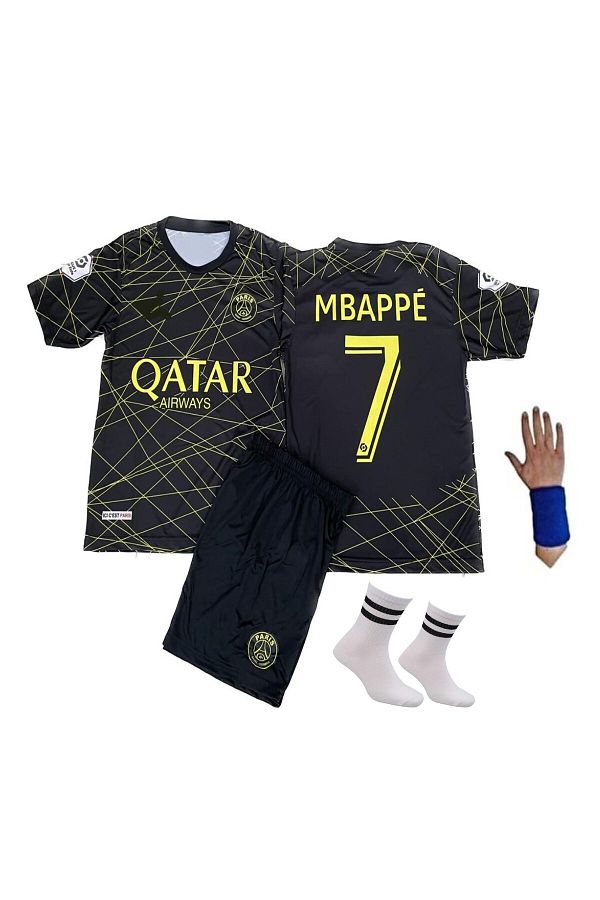 yenteks Psg Mbappe Special Design Gold Black. Children s Jersey Set 4 Pieces Trendyol