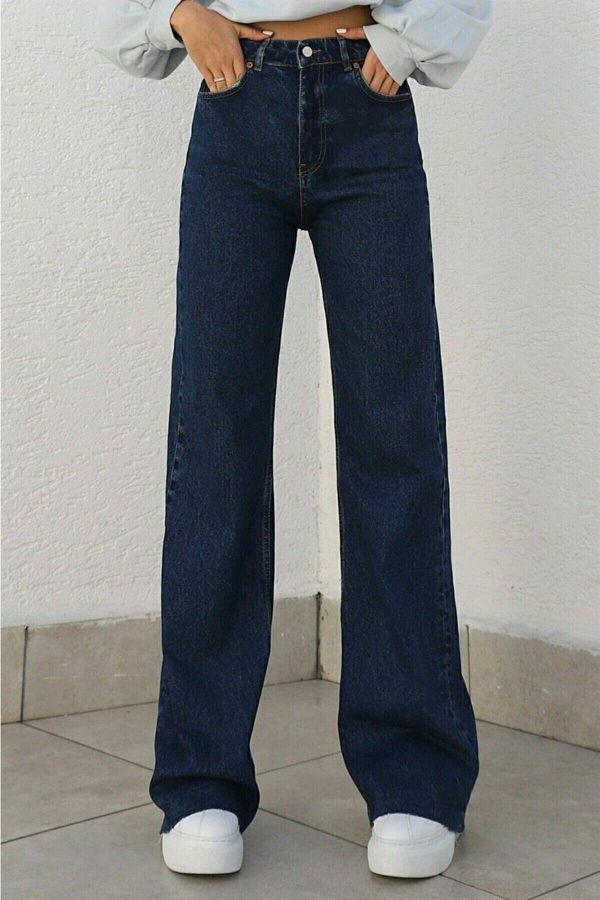 LİMABEL-Camelia Ikon Gold Loose, Denim Pantalon, Modrý sneh, Palazzo 1