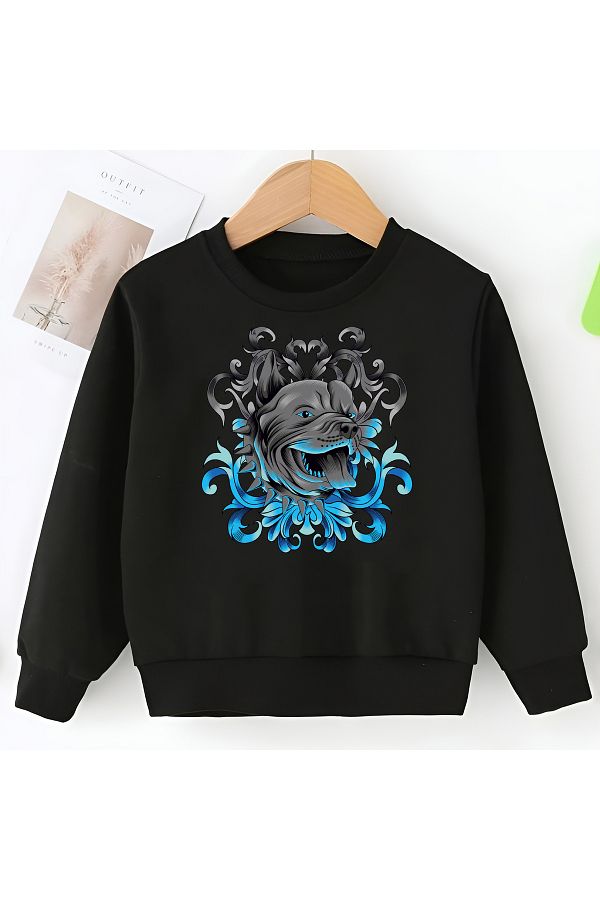 CDA Wavy Pitbull Unisex Baby Girl Black Sweatshirt Trendyol