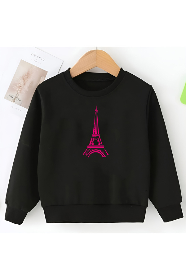 CDA Eiffel Unisex Kız Erkek Bebek Siyah Sweatshirt