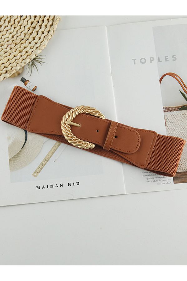Styli Waist Wide Textured Metal Belt Trendyol