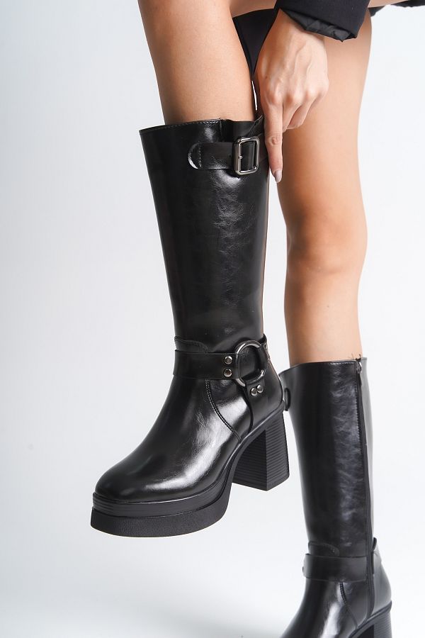 Round toe biker boots hot sale