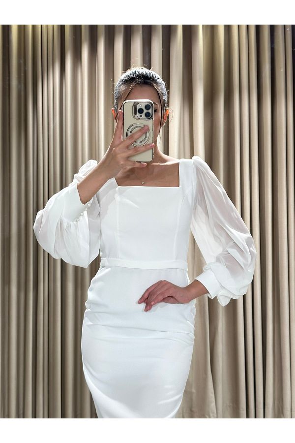 Kaleici Y ld zlar Evening Prom Dress White Midi Trendyol