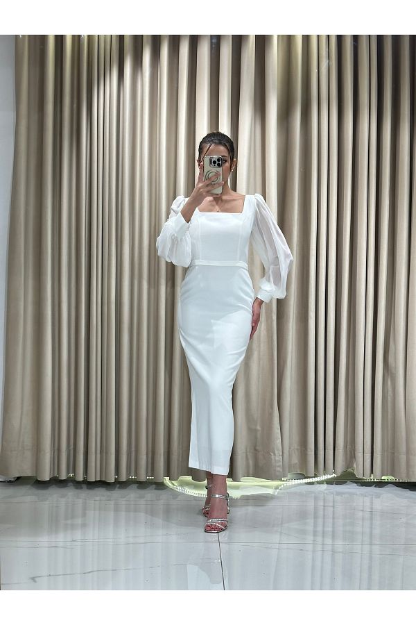 White midi prom dress top