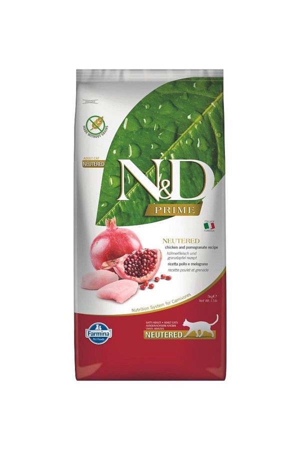 N&D-Prime Grain-Free Chicken & Pomegranate Neutered Adult Cat Food 5 kg 1