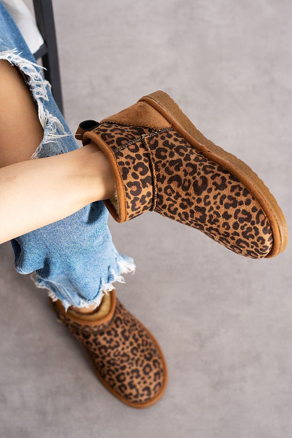 Suede leopard booties cheap