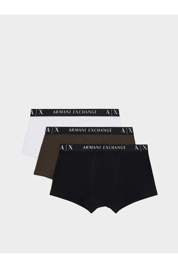 Armani Exchange-Boxeri albi cu tăietură confortabilă pentru bărbați, cu logo cu talie elastică 957028   CC282-20011 1