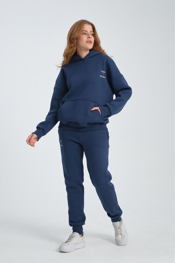 Navy blue jogger set womens best sale