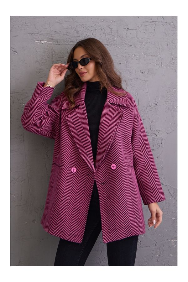 Elif Özbey Butik-Fuchsia Fish Back Oversize Short Coat 1