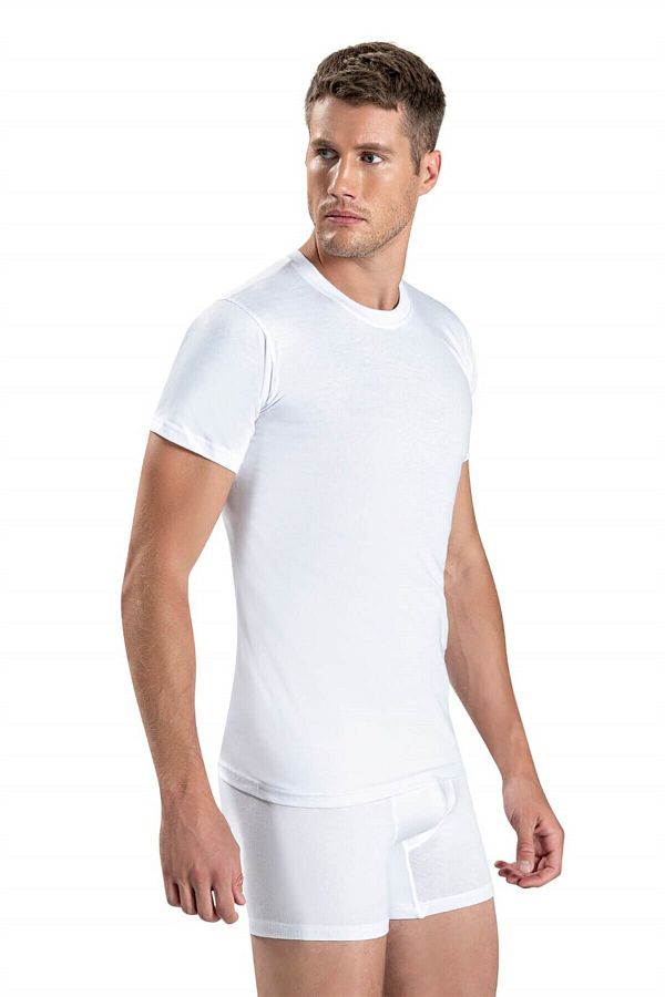 Jiber-Men's White Cotton Crew Neck Undershirt Athlete 1