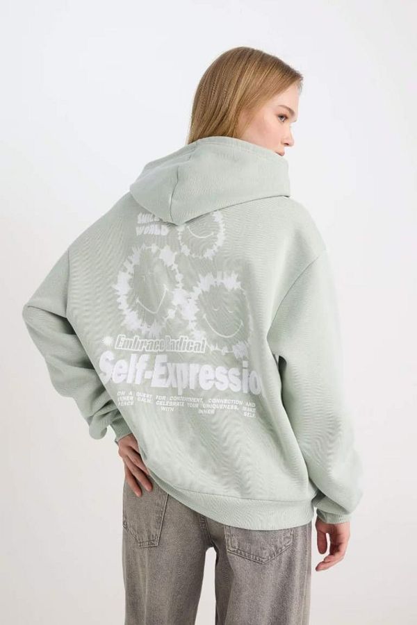 DeFacto-Silná mikina Smileyworld Oversize s kapucí a zadním potiskem - D4815Ax24Wn 1