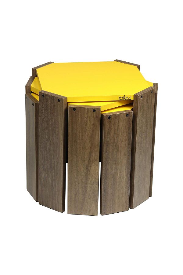 Home Canvas-Hansel Nested Coffee Table Set of Three for Living Room (Walnut-Yellow) 1