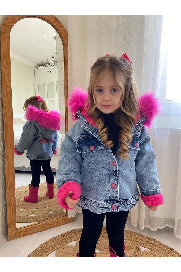 Kids hooded denim jacket sales