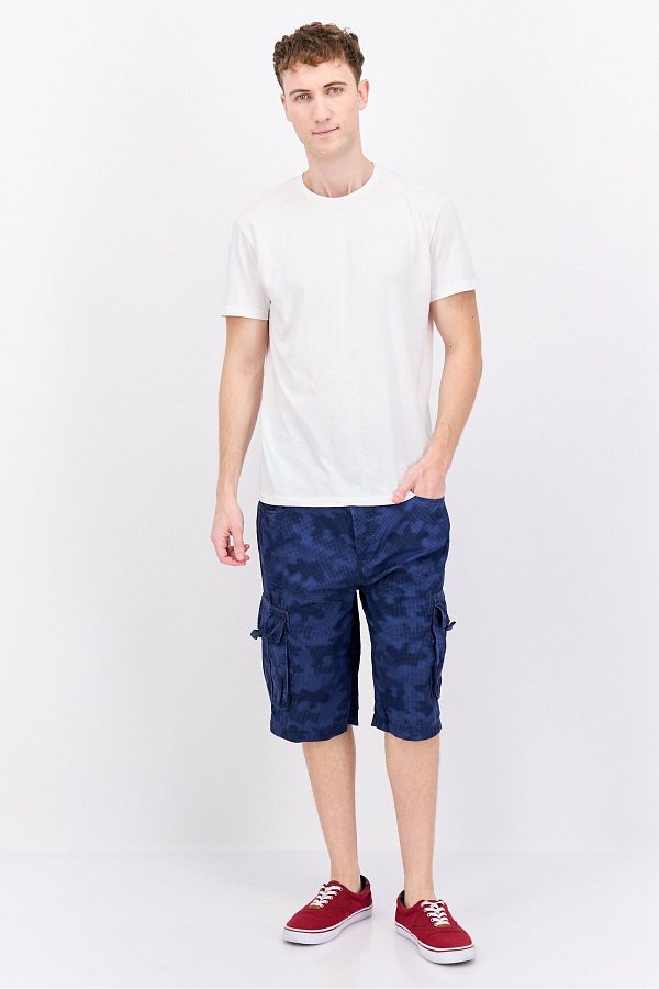 Crosshatch Men Plaid Cargo Shorts Navy Blue Trendyol