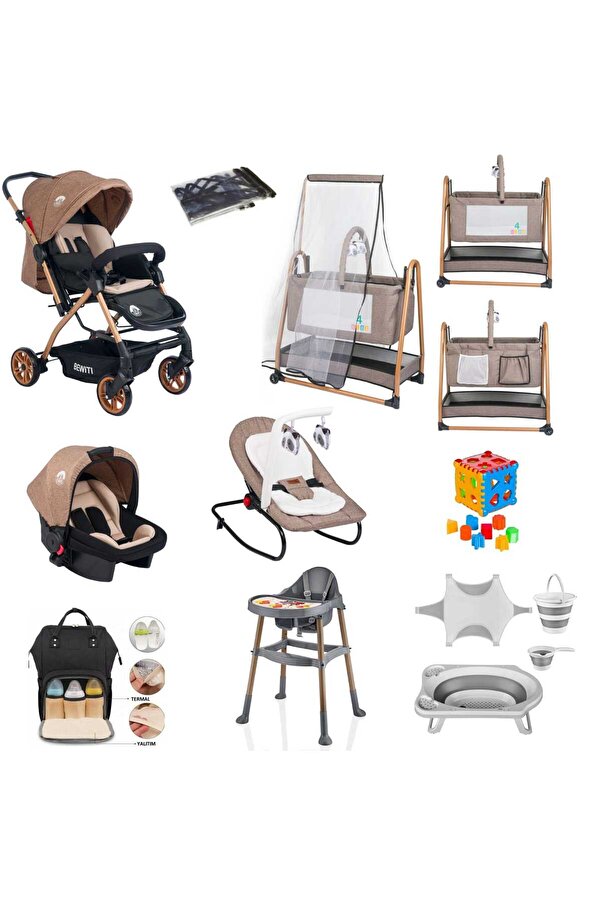 4KİDS Bebek Çeyiz Seti Yeni Doğan Set Bebek Arabası Anne Yanı Beşik Anakucağı Mama Sandalyesi Puset
