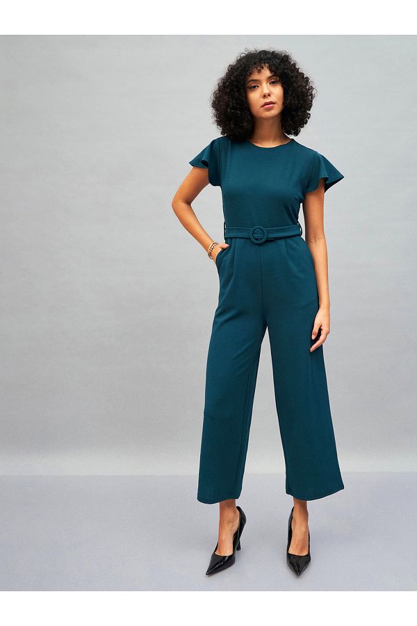 Sassafras By Styli Cap Sleeve Belted Jumpsuit with Pockets Trendyol