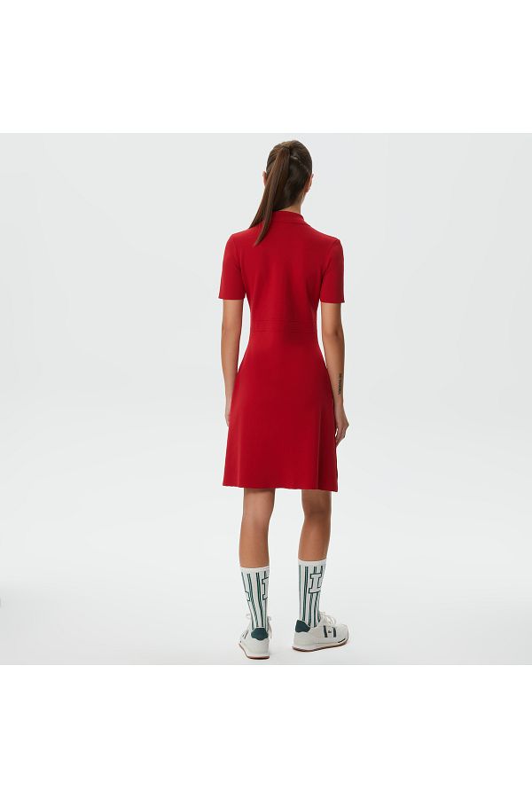 Lacoste Red Long Sleeve Shirt Collar Women s Dress Trendyol
