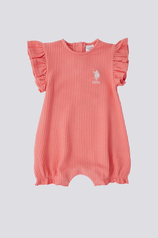 U.S. Polo Assn.-Baby Girl Salmon Ruffle Romper 50303768 -Vr047 1