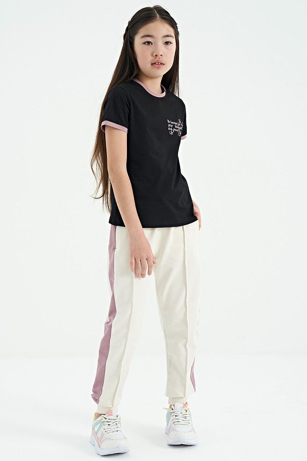 Tommy Life Girl s Jogger Sweatpants Ecru Side Straps and Hidden Zipper 75122 Trendyol