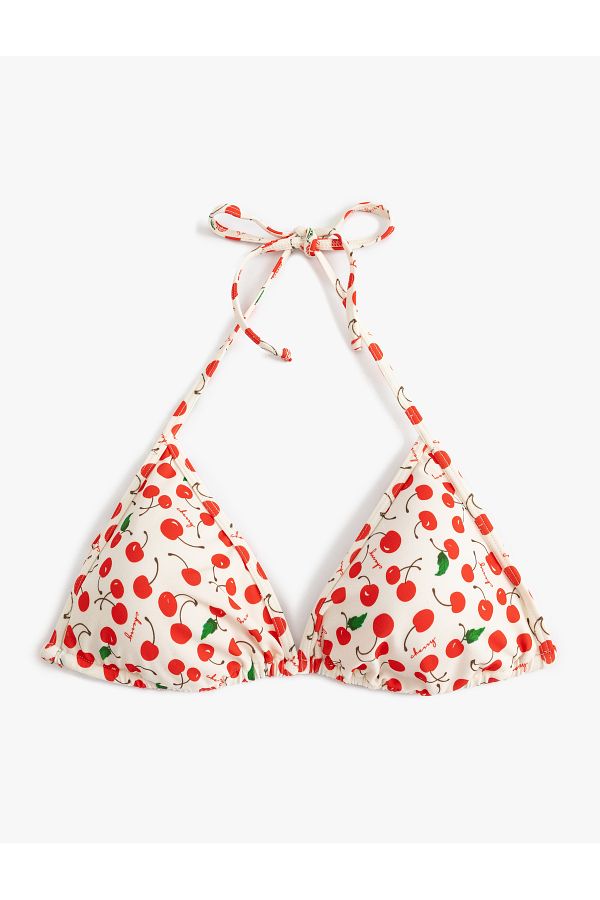Koton-Triangle Bikini Top with String Fruit Print 1