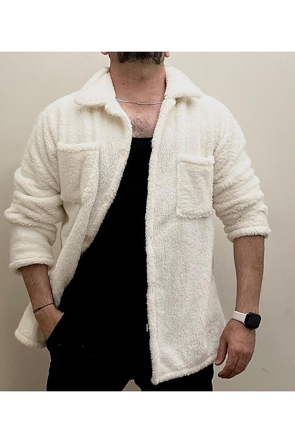 White plush jacket hot sale