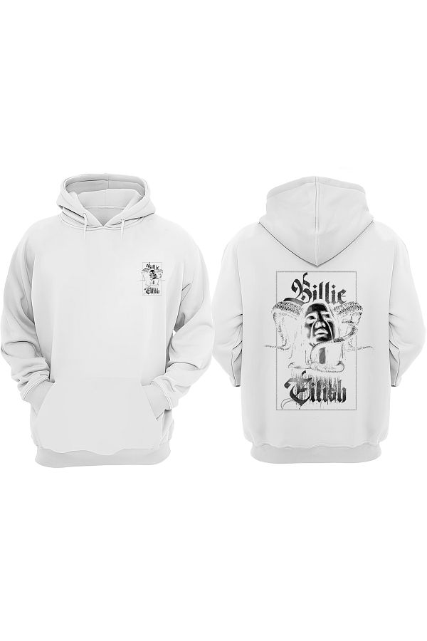 THEWERT Unisex Billie Eilish Design Front and Back Printed Regular Fit White Sweatshirt Trendyol