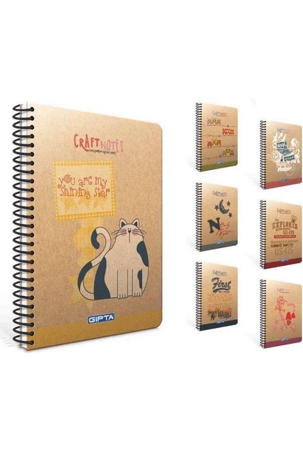 Gıpta-Craft Notes A4 100yp Sert Kapak Spiralli Not Defteri Kareli - 1 Adet / D4 1