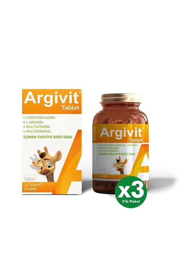 Argivit-كلاسيك إل-أرجينين، متعدد الفيتامينات، متعدد المعادن 30 قرص - 3 قطع 1