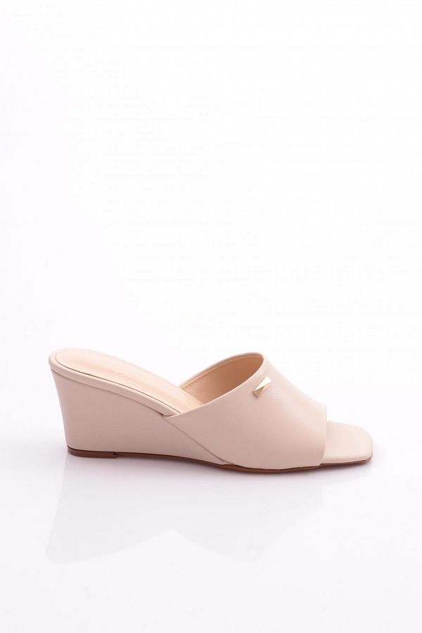 DGN-Ecru Women's Wedge Heeled Slippers - 354583539 1